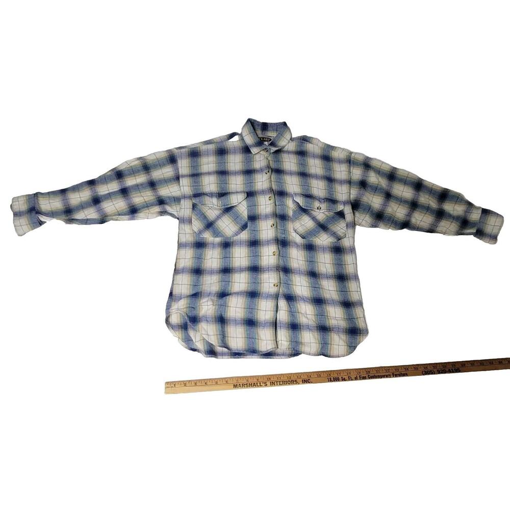 Vtg At Last Sportswear Shirt Plaid Long Sleeve Flannel Mens Sz Small Outdoor